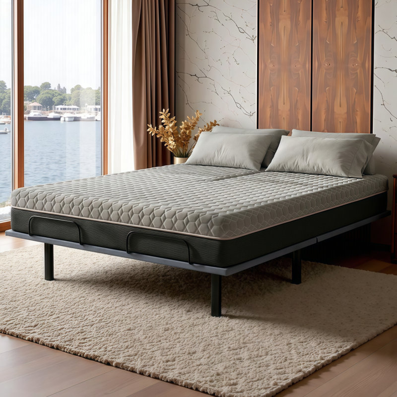 LUMERIS 12 Inch Cooling Copper Hybrid Memory Foam Mattress with Split Top - Dual Comfort for Adjustable Bases, Enhanced Support and Pressure Relief