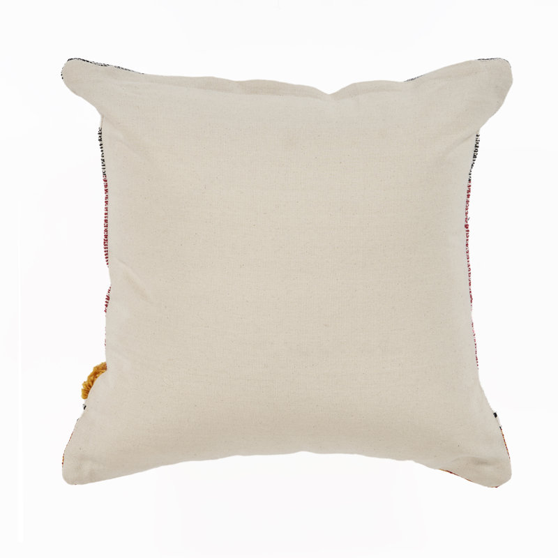 Marrice Handmade Red/Orange Striped 100% Cotton Textured Throw Pillow, Polyester