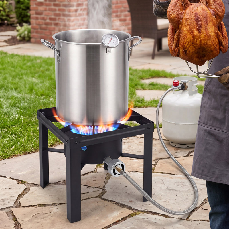 Réchaud à gaz portatif Bestfire 80 000 BTU à brûleur unique, avec brûleur en fonte, régulateur de pression de 5 PSI et châssis en acier.