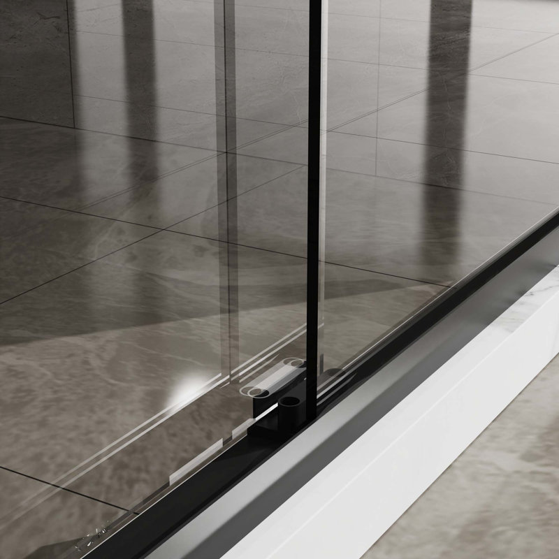 Double porte de douche coulissante. Cabine de douche à cadre en aluminium H avec verre trempé transparent de type CCSC, quincaillerie en acier inoxydable