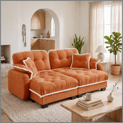 Canapé en forme de U avec 4 coussins Chenille Cloud