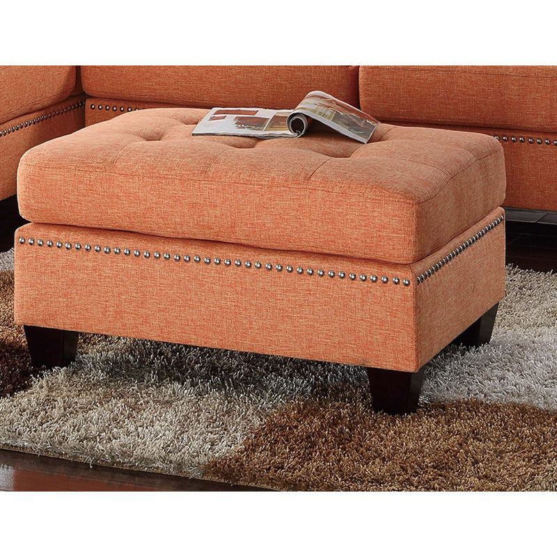 Canapé modulaire et méridienne réversible 3 pièces, Tissu orange