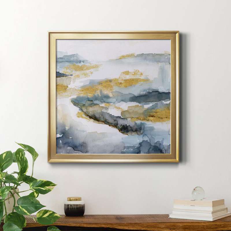 Golden Estuary - Cadre photo, reproduction d'art sur toile, Or, H 34,5 po x l 34,5 po x P 1,5 po