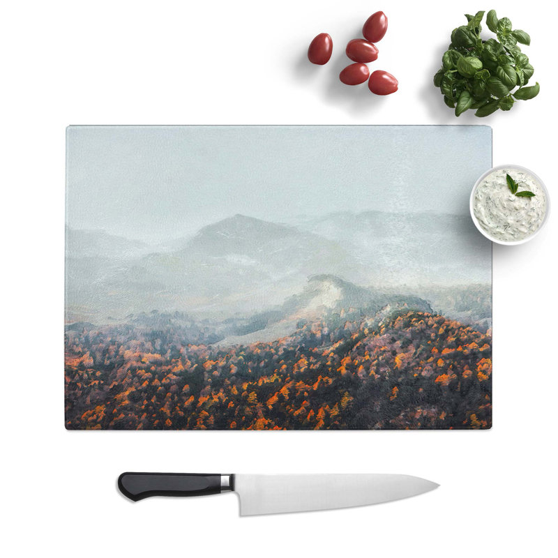 Tempered Glass Tipped Forest Chopping Board, 39 cm W x 28.5 cm L