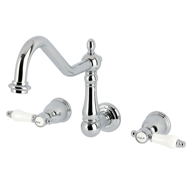 Kingston Brass Bel-Air Two-Handle 2-Hole Tub Wall Mount Clawfoot Tub Faucet, Polished Chrome