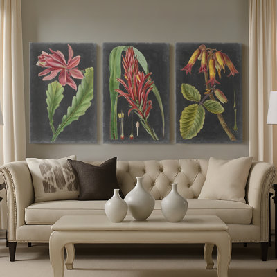 Dramatic Tropicals I - Toile tendue avec châssis sur mesure - 3 pièces