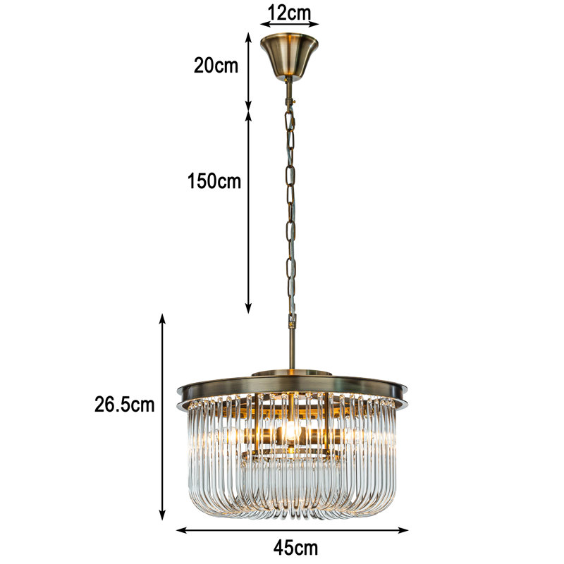 Andaiye Mid-Century Modern Round Glass Gold Ceiling Chandelier Transitional Elegant Dining Room