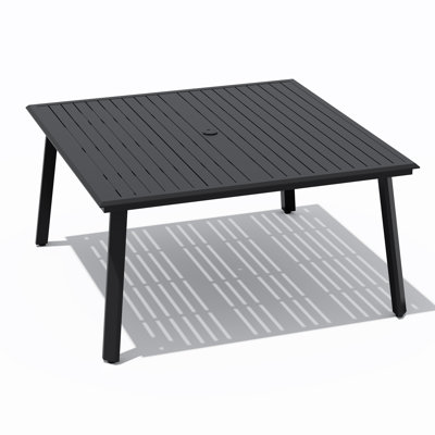 Rajni Rectangular Aluminum Outdoor Dining Table with Umbrella Hole