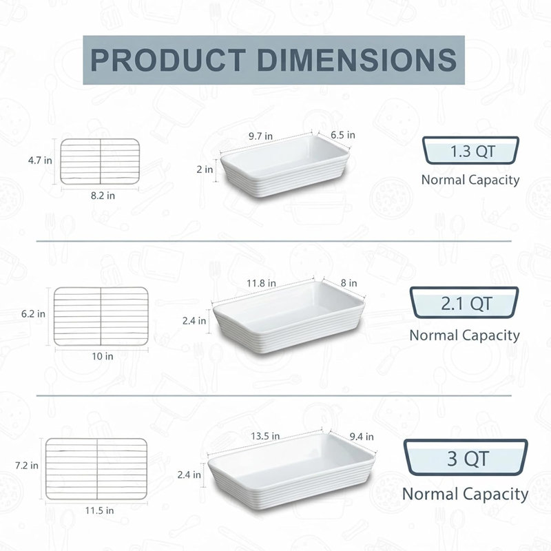 Baking Dishes for Oven, 9x13 Large Casserole Dishes for Oven with Roasting Racks