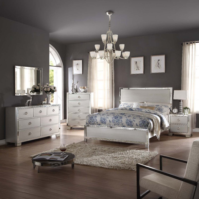 Commode 7 tiroirs Voeville II, finition platine
