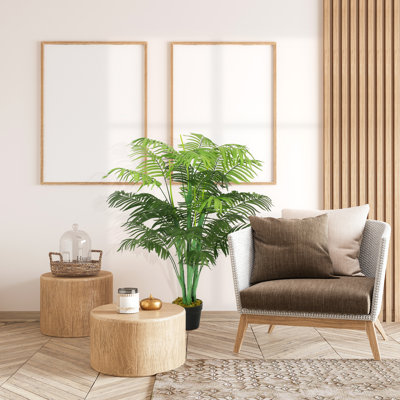 49.25'' Faux Palm Tree in Cement Pot