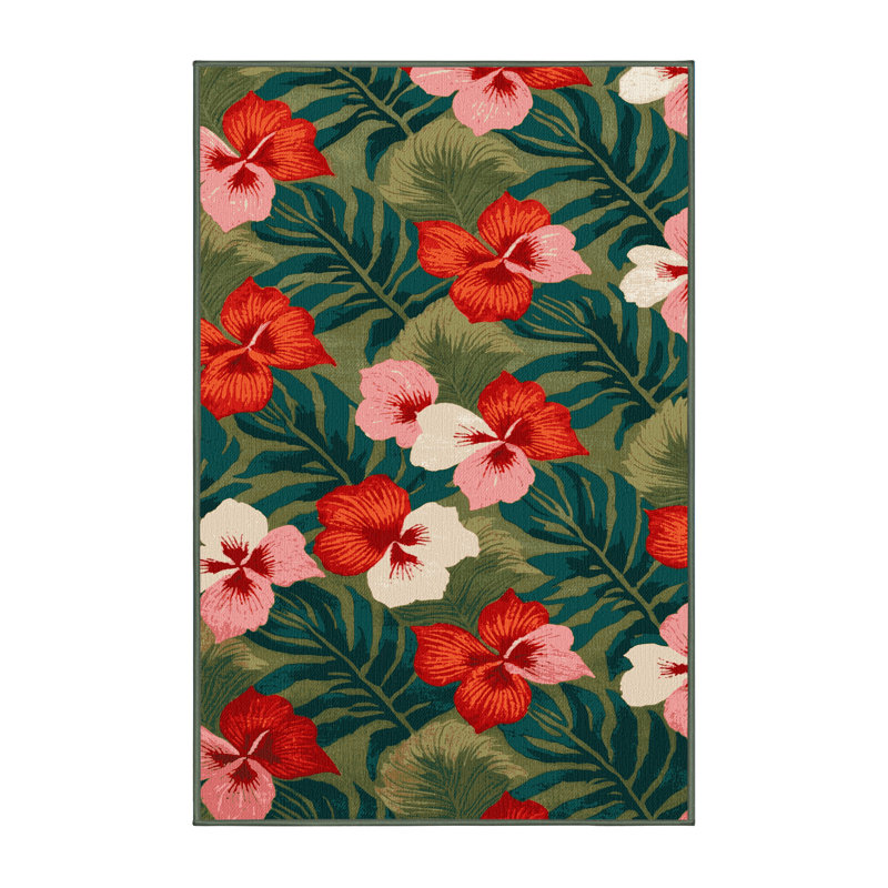  Tapis lavable Anthurium Hawaiian, Tapis de couloir 2 pi x 5 pi