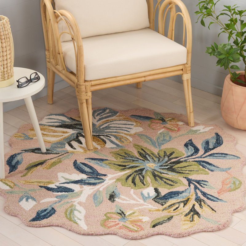 Jardin Hand Tufted Wool; Cotton Floral Indoor Rug, Square 3'