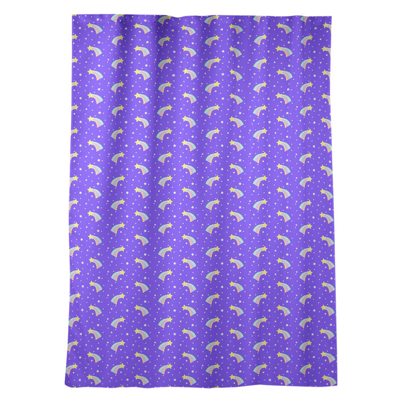 Panneau de rideau simple avec passe-tringle filant stars, Mauve