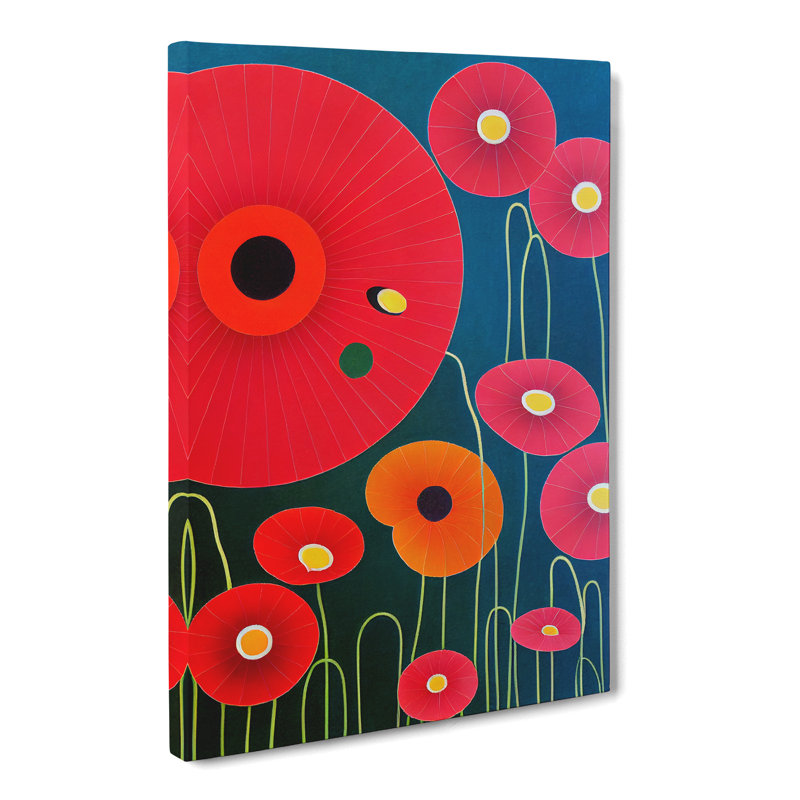 Baynard Poppy Flower Suprematism - Wrapped Canvas, 50cm H x 35cm W x 3cm D