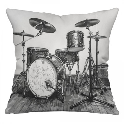 Drum Set Music Microsuede Reversible Throw Pillow