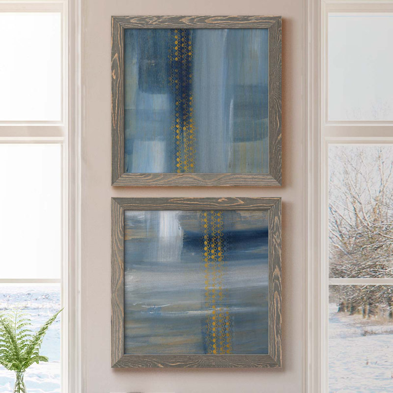 «Touching the Sky I», ensemble de 2 peintures sur toile encadrées, Encadré gris, H 17 po x l 34 po x P 1,5 po