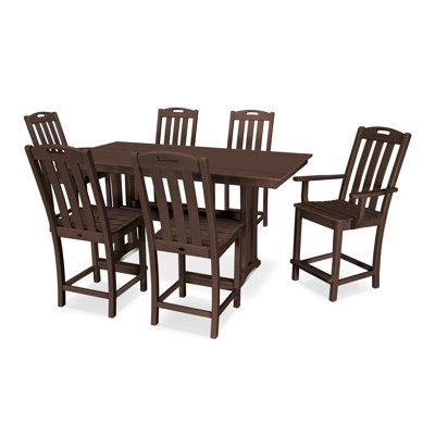 Yacht Club 7-Piece Farmhouse Trestle Counter Set