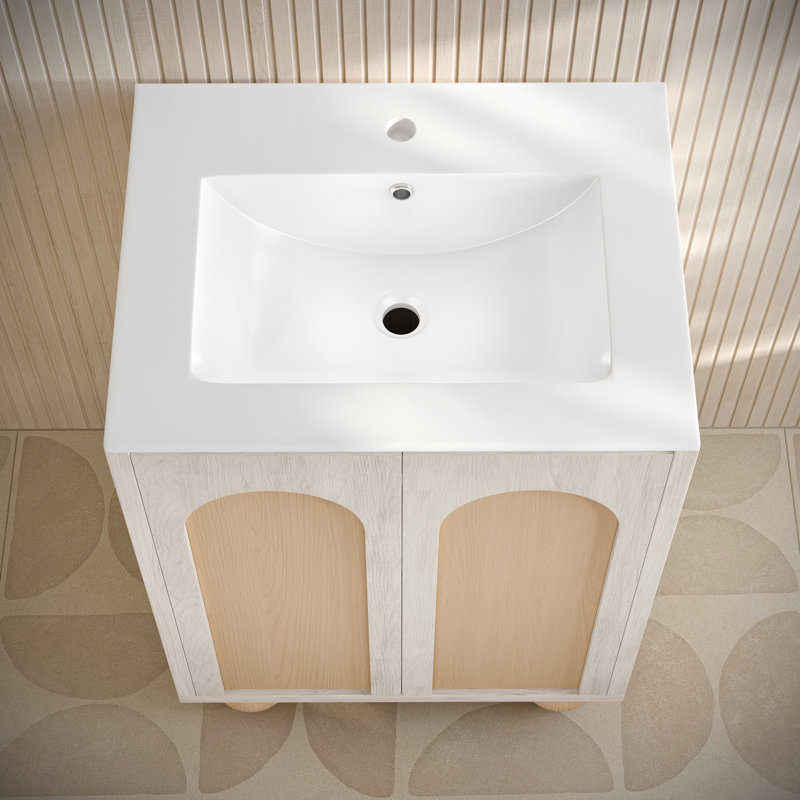 Plaisir 24" White Oak MDF Freestanding Bathroom Vanity with Ceramic Sink