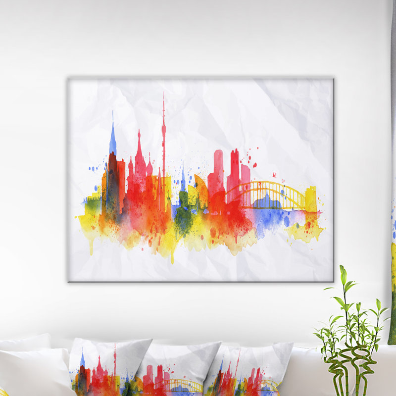 Moscow Skyline - Painting on Canvas, 12" H x 20" W x 1" D, Wrapped Canvas