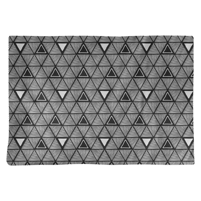 Napperon de 18 po en coton dessiné à la main triangle, Noir/blanc, polyester