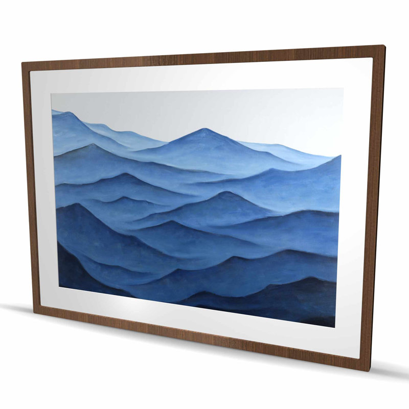 «Dark Calm Ocean Waves» - reproduction matte encadrée côtière, H 36 po x l 48 po, Brun
