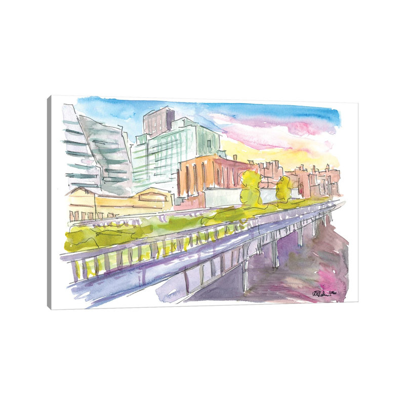 Highline Park New York City Walk by Markus & Martina Bleichner - Wrapped Canvas Painting, 20.32 cm H x 30.48 cm W