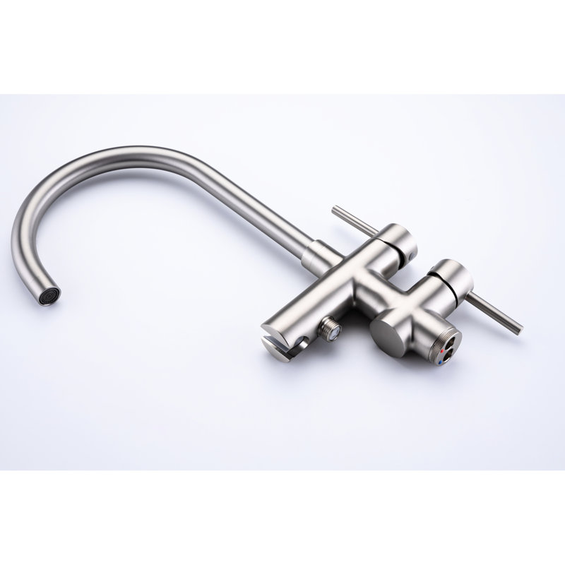 Stainless Steel Tub Faucet With 3.44 In. Height And 13.23 Width 30 Depth Filler Hand Shower In