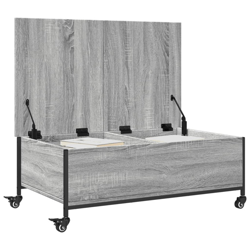Niebel Lift Top Four Leg Coffee Table with Storage, Grey Sonoma