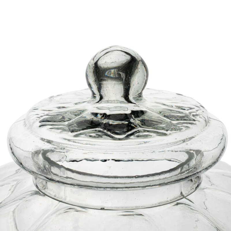 Pot en verre nervuré avec couvercle, 8" D x 7.25" H