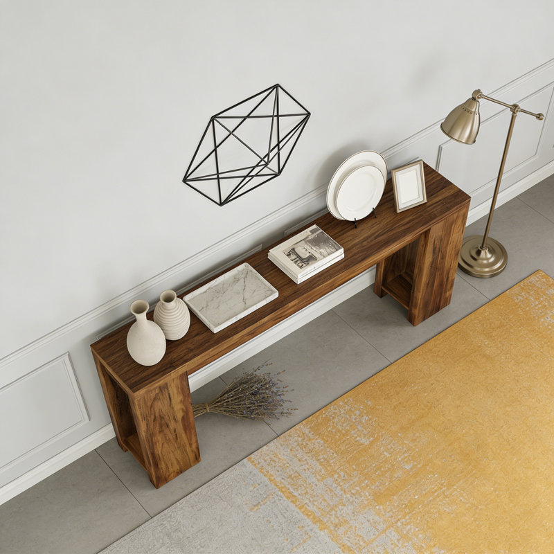 Farmhouse Wood Sofa Table Entryway Table, Rustic Brown