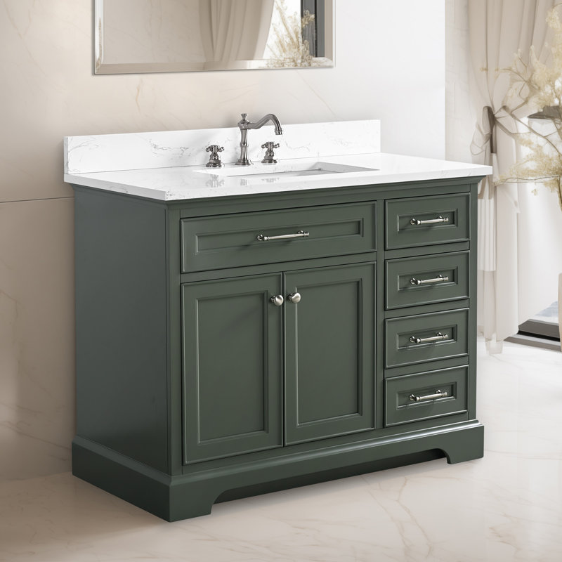 Ensemble de meuble-lavabo simple 42 po Aanayah, Vert rétro