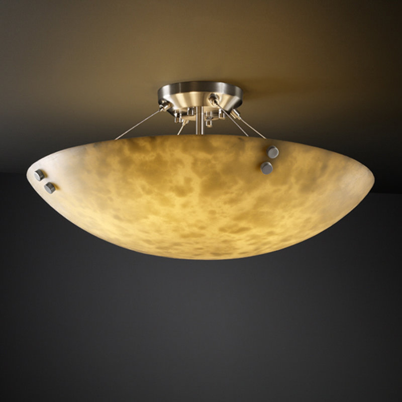 Flush Mount, Pair Square, Brushed Nickel, Round Bowl