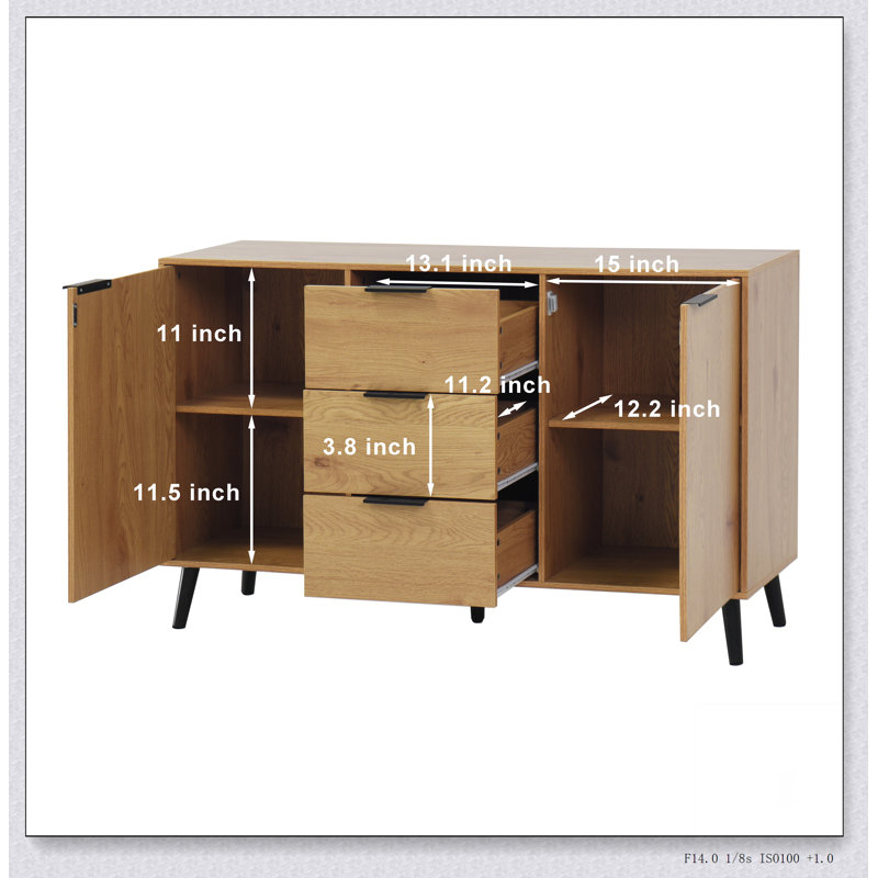 Sideboard Buffet Cabinet with Storage, Wood Coffee Bar Cabinet, 47.2" Kitchen Cabinet, Natural