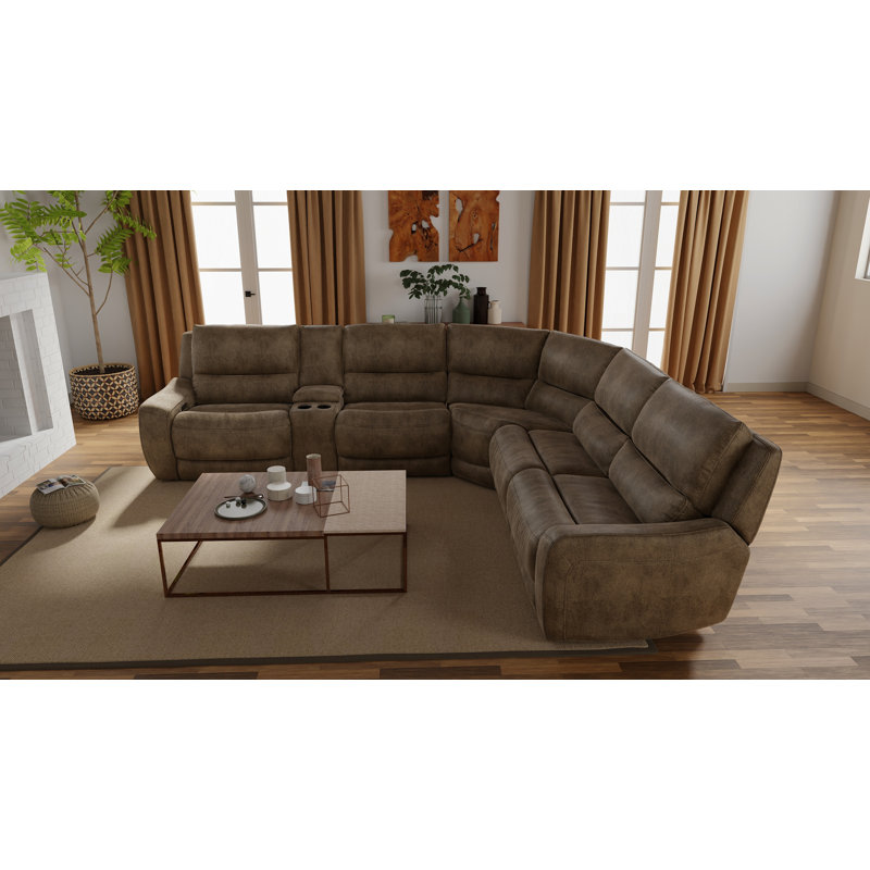 6-Piece Performance Fabric Power Reclining Sectional In Texas Slate
