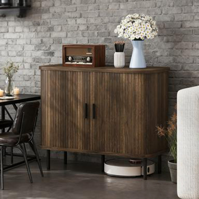 Volz with Slatted Tambour Doors and Metal Legs