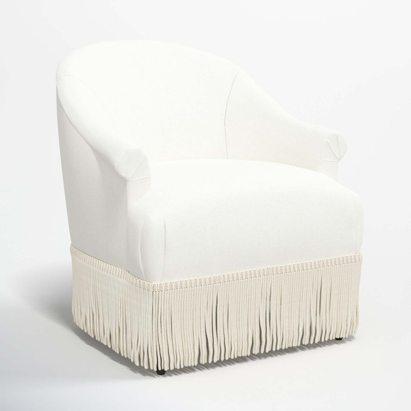 Fauteuil à oreilles Callie, Lin blanc texturé Zuma, Ivoire