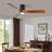 60 In. LED Indoor/Outdoor Flush Mount Matte Black Ceiling Fan With Wood Blades, 6-Speed DC Remote Control-1970089174
