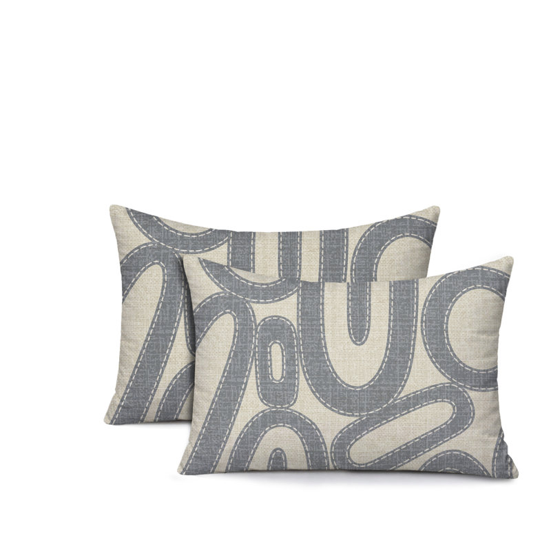 Oreiller réversible intérieur / extérieur Dina Tribal, 25 x 18, Gris
