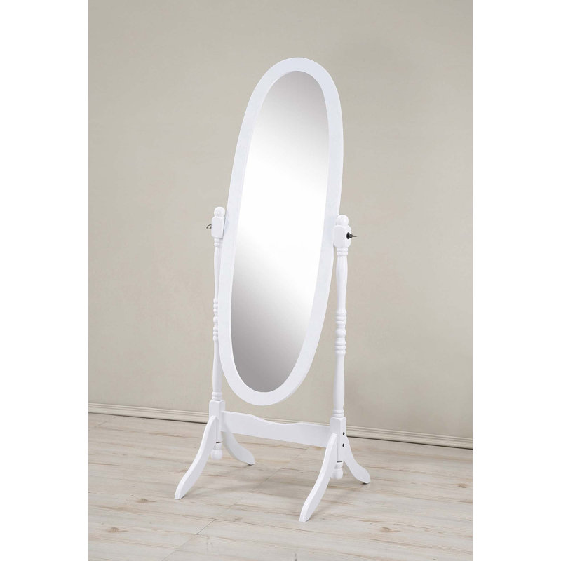 Traditional Queen Anna Style Wood Floor Cheval Mirror, White