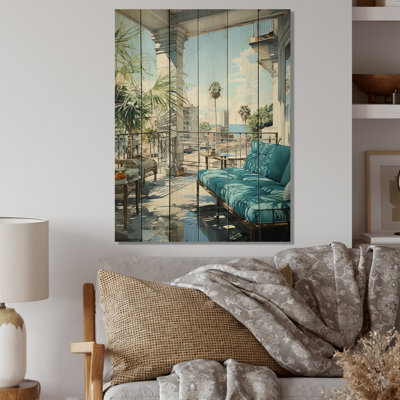 Miami Rooftop Escape On Wood Print