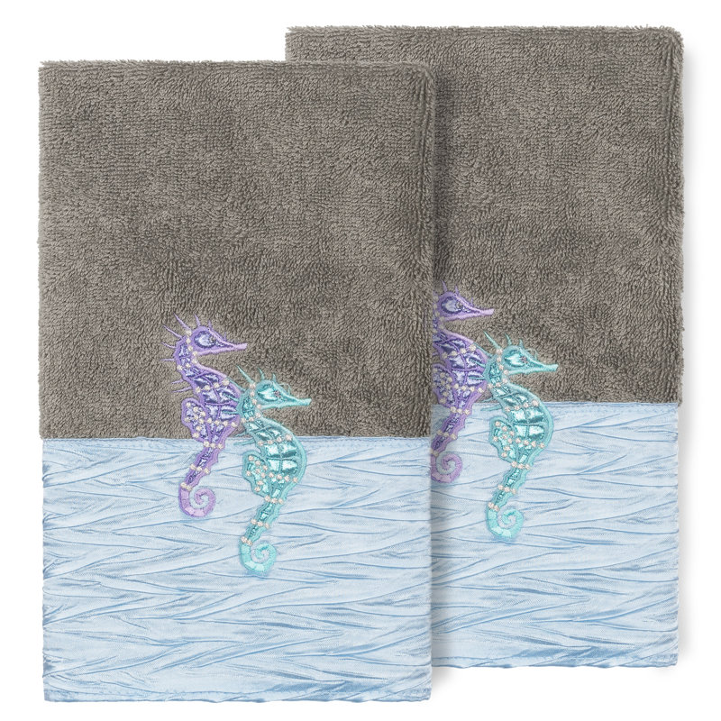 Sofia 100% Turkish Cotton Embellished Hand Towel, Dark Gray