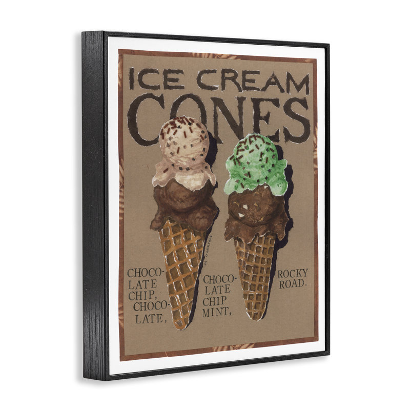 Art de cornets de glace par Nancy Overton, Giclée encadrée noir minuit, H 20 po x l 16 po