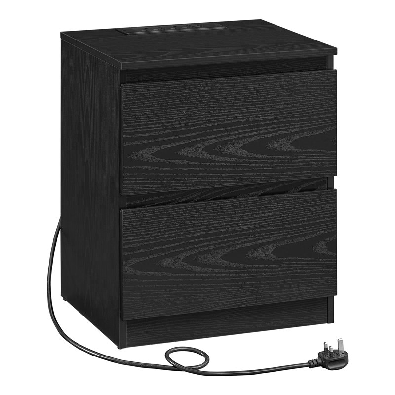 KAILYN Collection - Nightstands With Charging Station, Set Of 2 Bedside Tables With Drawers, Side End Tables, 2 AC Outlets, 2 USB Ports, For Living Room, Bedroom, Study