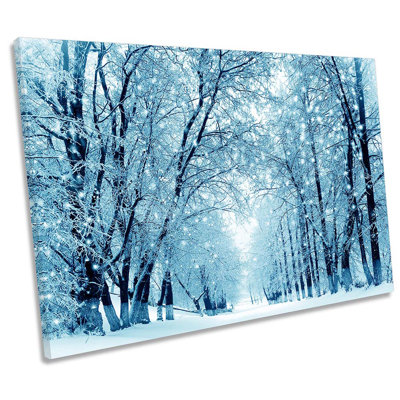 Winter Forest Blue Landscape - Wrapped Canvas Print