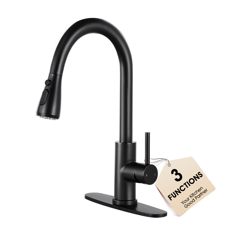 DORNBERG Pull Out Kitchen Faucet, Matte Black