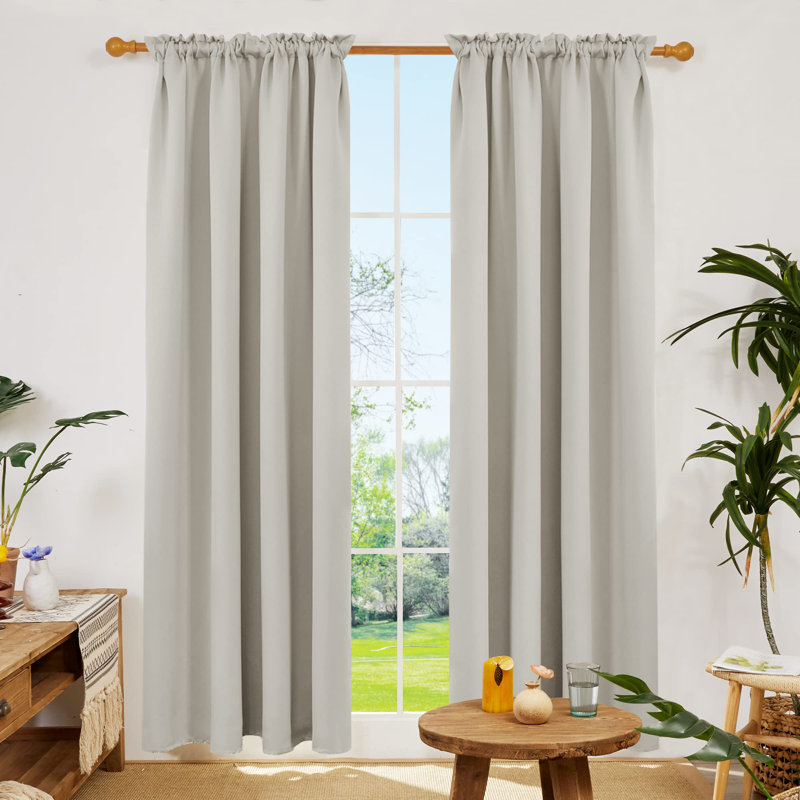 Room Darkening Rod Pocket Thermal Insulated Blackout Curtains (Set of 4), 52" W x 63" L, Light Beige