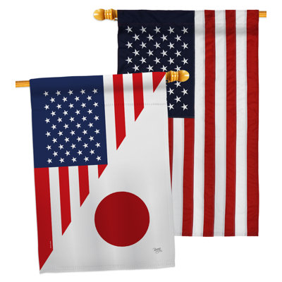 « american japan friendship-impressions » à motifs décoratifs de broderie américaines à 2 faces 40 x 40 po drapeau de la maison en polyester