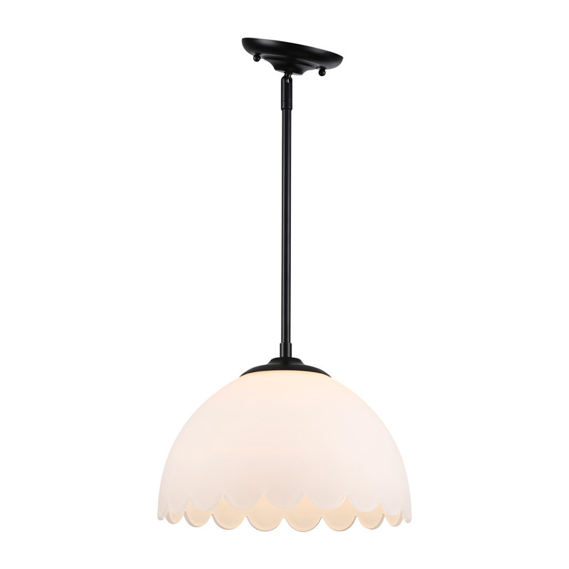Barnes 1-Light Pendant with Opal Glass, Matte Black