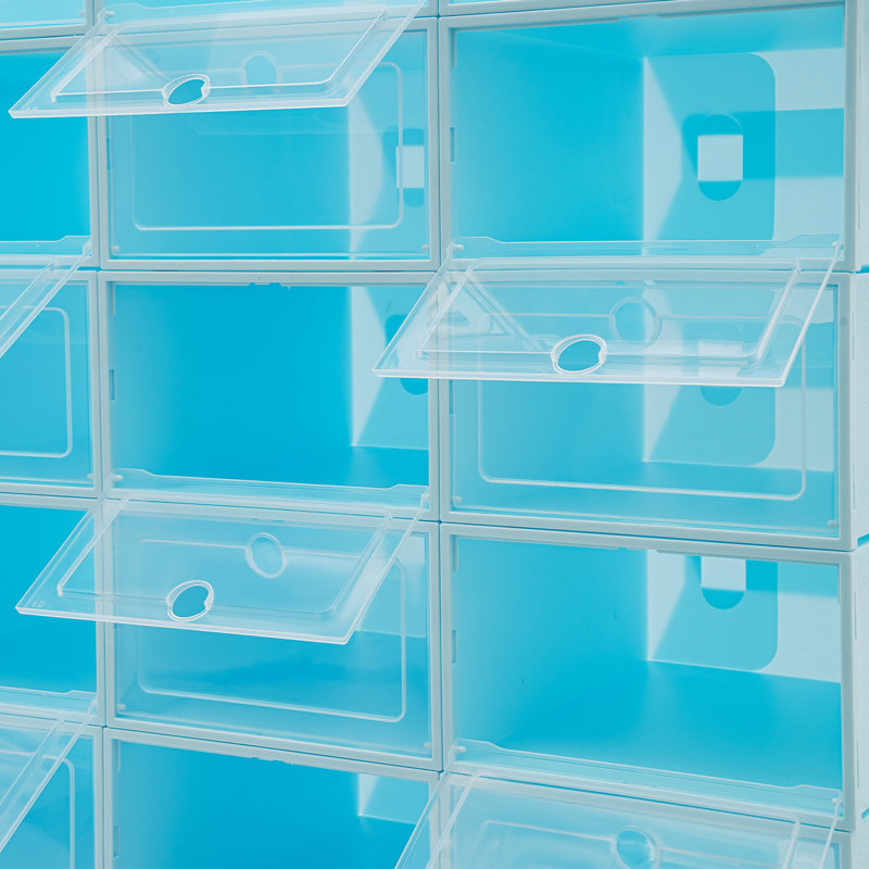 24 Pair Stackable Shoe Storage Box (Set of 24), Blue
